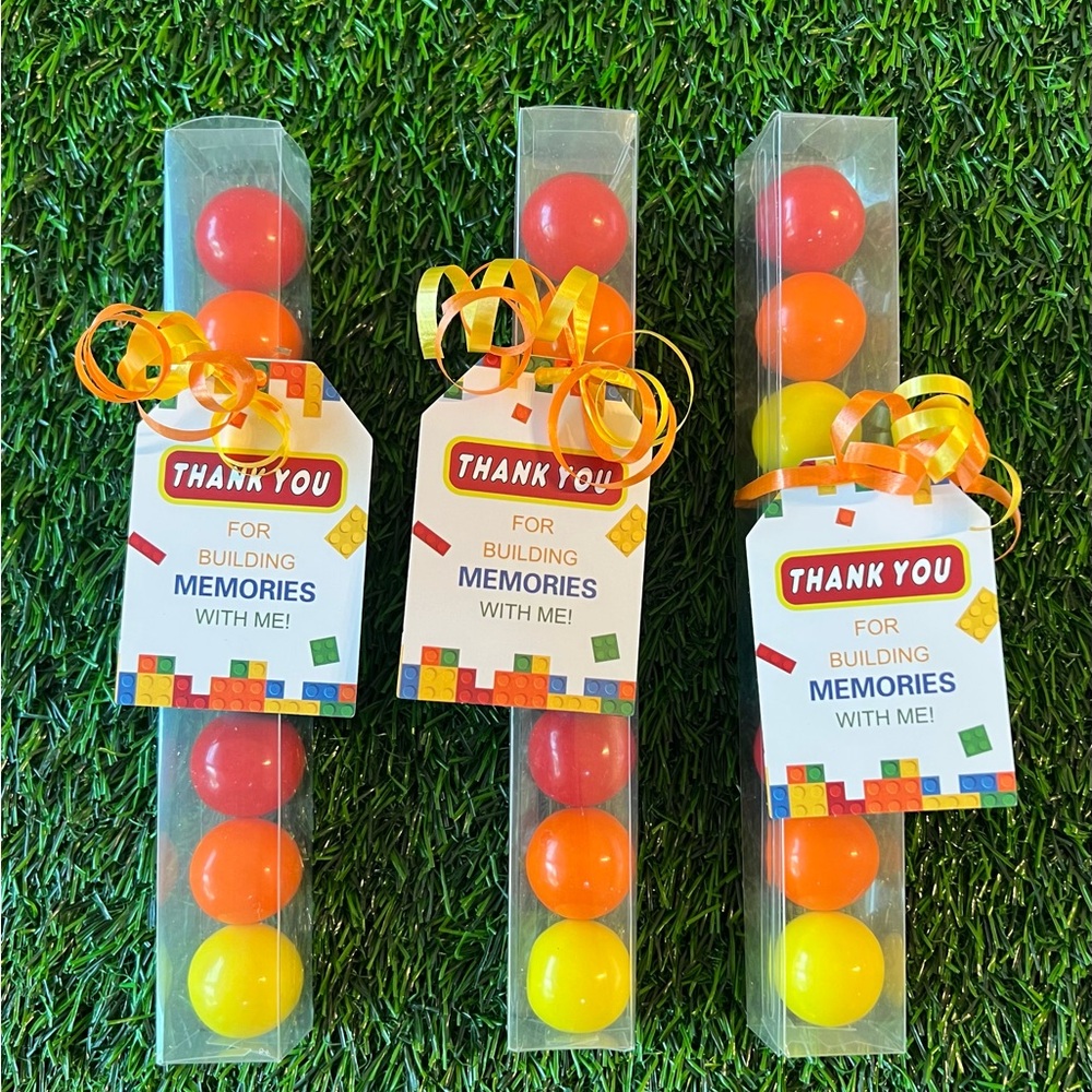Party Favor Bubble Gum Tubes - Building Blocks Lego
